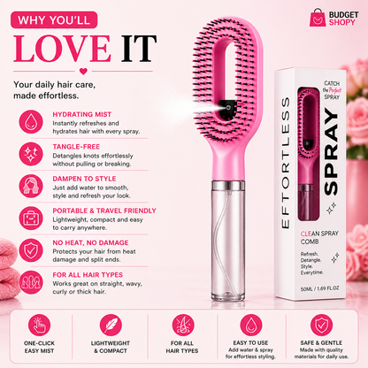 LifeOneEase™ Spray Hair Brush – 2-in-1 Water Mist Detangling Comb for Smooth & Frizz-Free Hair