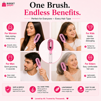 LifeOneEase™ Spray Hair Brush – 2-in-1 Water Mist Detangling Comb for Smooth & Frizz-Free Hair