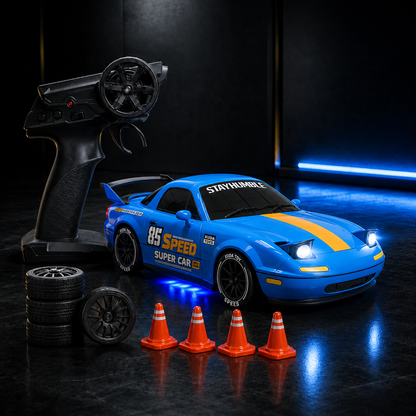 4WD RC Drift Racing Car – High Speed Remote Control Car with LED Lights & Spray Effect