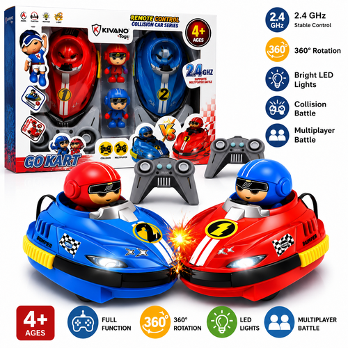 Go Kart Bumper Battle Cars – 2.4GHz Remote Control, 360° Spin & LED Lights