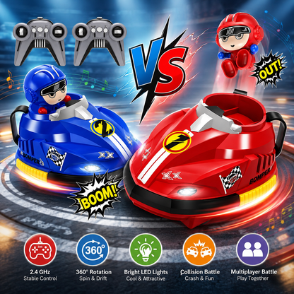 Go Kart Bumper Battle Cars – 2.4GHz Remote Control, 360° Spin & LED Lights