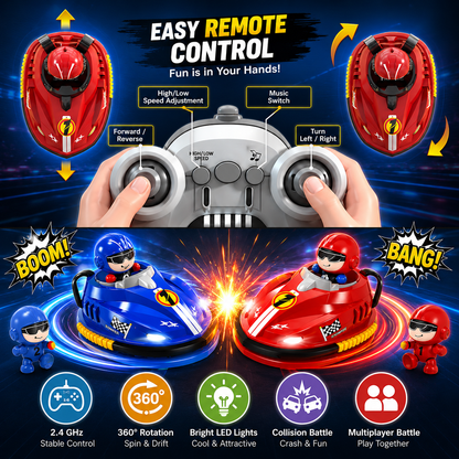 Go Kart Bumper Battle Cars – 2.4GHz Remote Control, 360° Spin & LED Lights