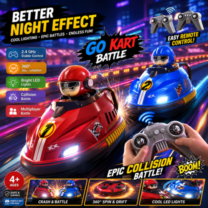 Go Kart Bumper Battle Cars – 2.4GHz Remote Control, 360° Spin & LED Lights