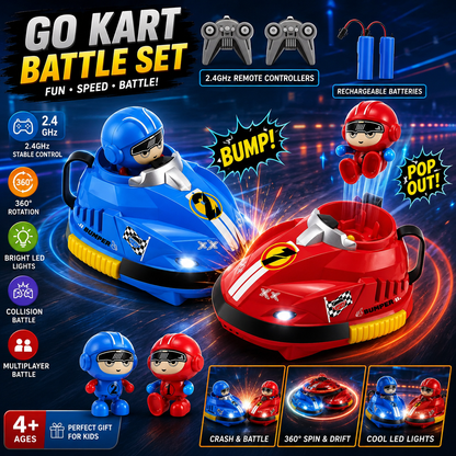 Go Kart Bumper Battle Cars – 2.4GHz Remote Control, 360° Spin & LED Lights