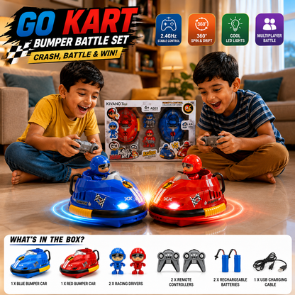 Go Kart Bumper Battle Cars – 2.4GHz Remote Control, 360° Spin & LED Lights