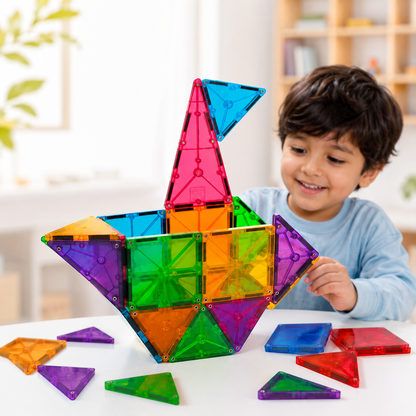 Life On Ease Magnetic Tiles Building Blocks for Kids | 32 PCS STEM Magnetic Building Set | Educational Toy Age 3+
