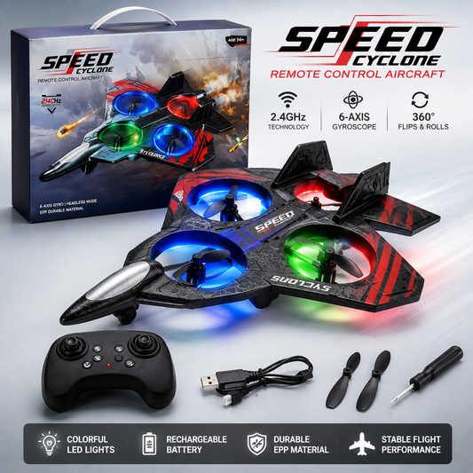 RC Fighter Jet Drone for Kids | 2.4GHz Remote Control Flying Toy with LED Lights & One-Key Takeoff | LifeOneEase