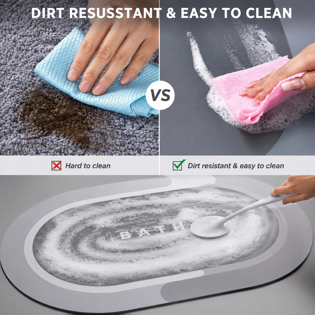 LifeOneEase Premium Anti-Slip Bathroom Mat | Soft Absorbent Quick-Dry Bath Rug for Bathroom