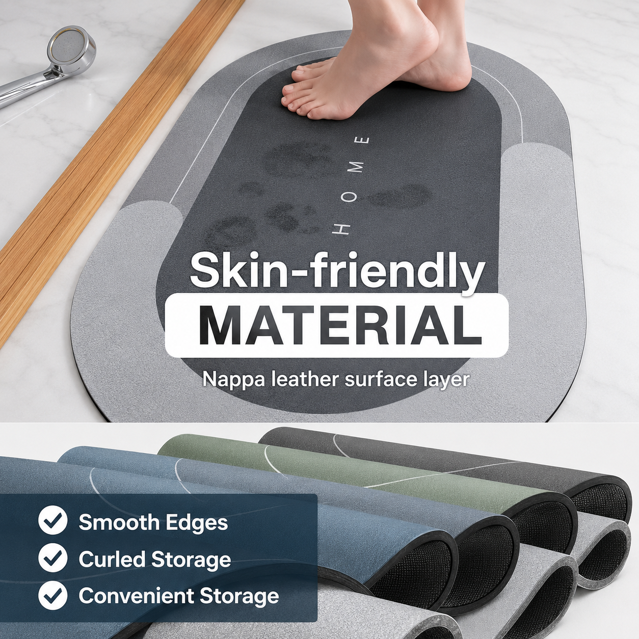 LifeOneEase Premium Anti-Slip Bathroom Mat | Soft Absorbent Quick-Dry Bath Rug for Bathroom