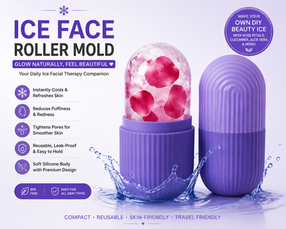Ice Face Roller Mold for Glowing Skin – Reusable Silicone Facial Ice Roller