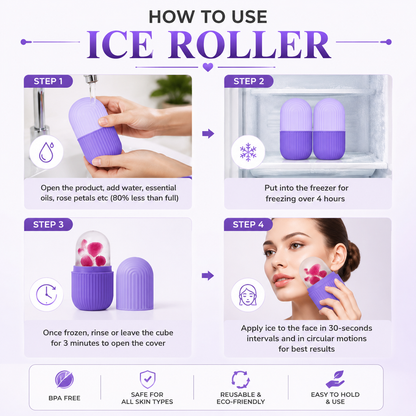Ice Face Roller Mold for Glowing Skin – Reusable Silicone Facial Ice Roller
