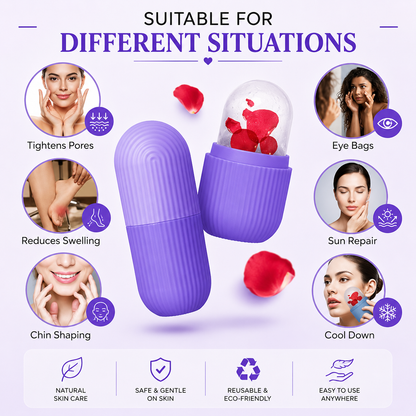 Ice Face Roller Mold for Glowing Skin – Reusable Silicone Facial Ice Roller
