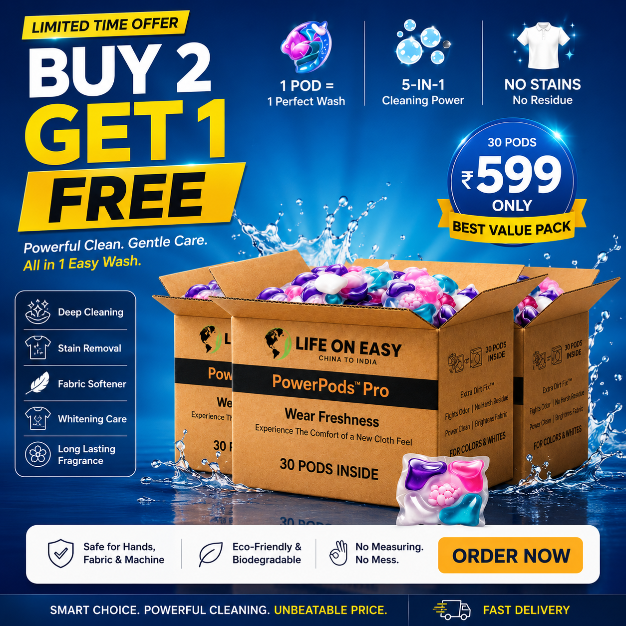 Lifeonease™ 5-in-1 Laundry PowerPods Pro
