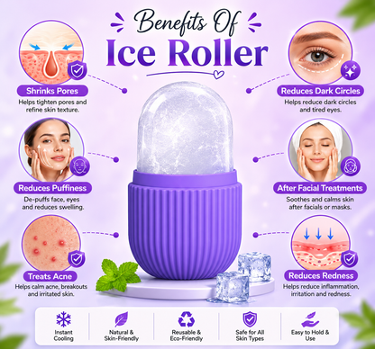 Ice Face Roller Mold for Glowing Skin – Reusable Silicone Facial Ice Roller